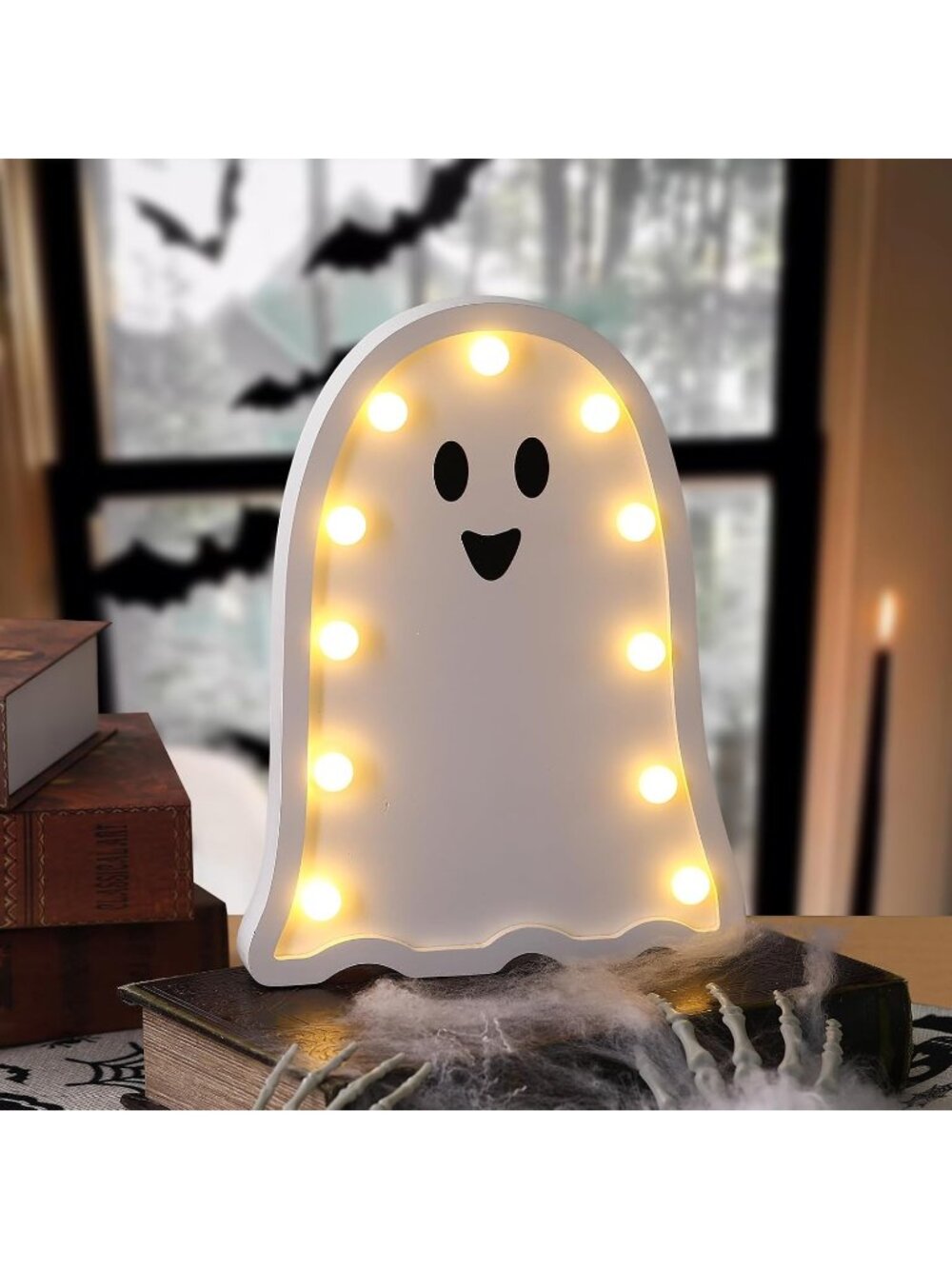 🎃White Handmade Pumpkins with Light Halloween Home Kitchen Tabletop Windowsill